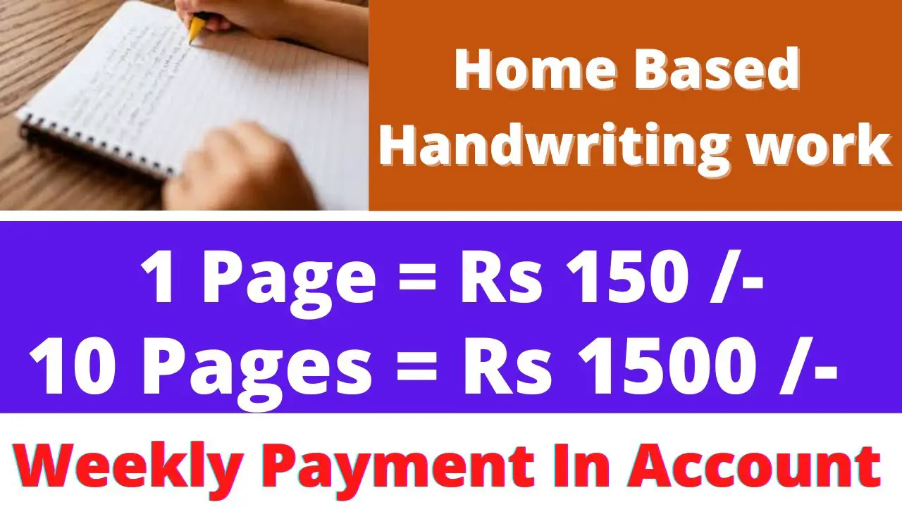 Handwriting Work From Home Job Sai Vikram Academy