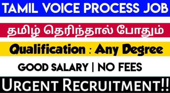 Tamil Voice Process Executive Job 2024