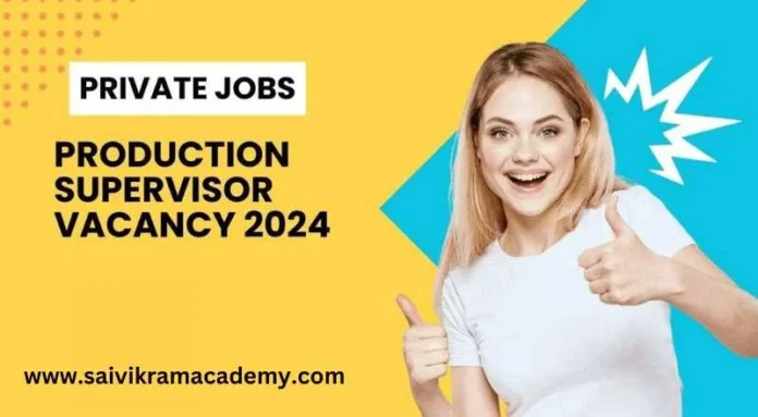 Production Incharge Job 2024