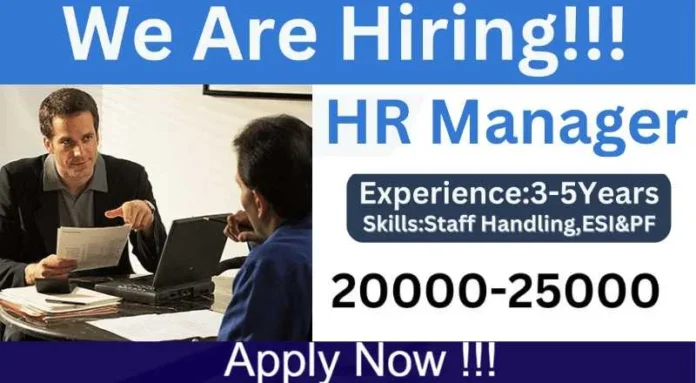 HR Manager Job In Coimbatore