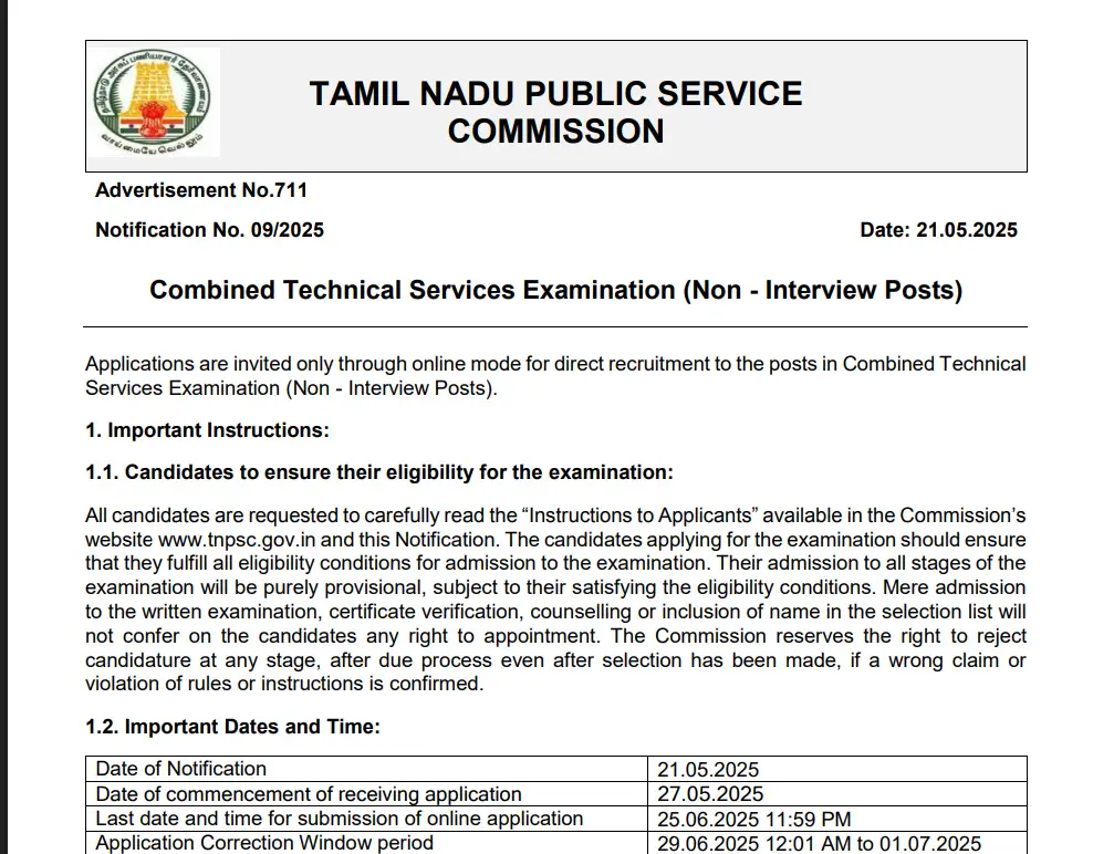 TNPSC Non Interview Executive Post 2025